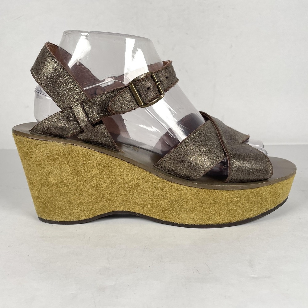 Kork-Ease Shoes Womens Size 39 Leather Platform Wedge Sandals Buckle Comfort